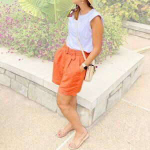 NWT Belted Orange High-Rise Linen Blend Shorts - Women's Size XL - a new day